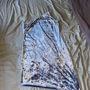 Blue Velvet One Shoulder Dress Size L